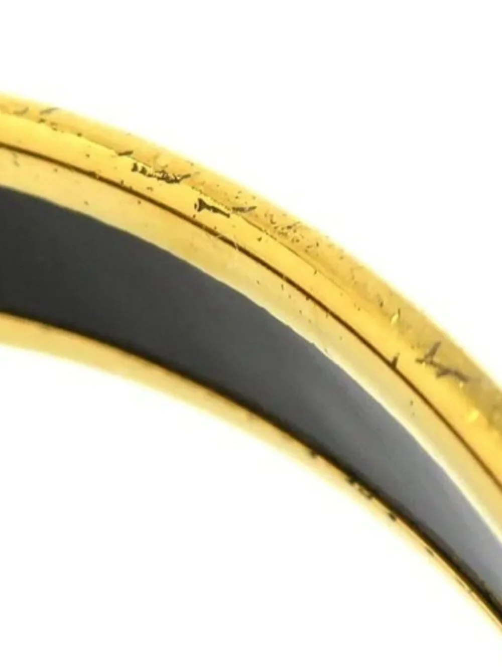 Auth HERMES Cloisonne Bangle Bracelet Gold/Black/White Metal/Enamel - e61914a